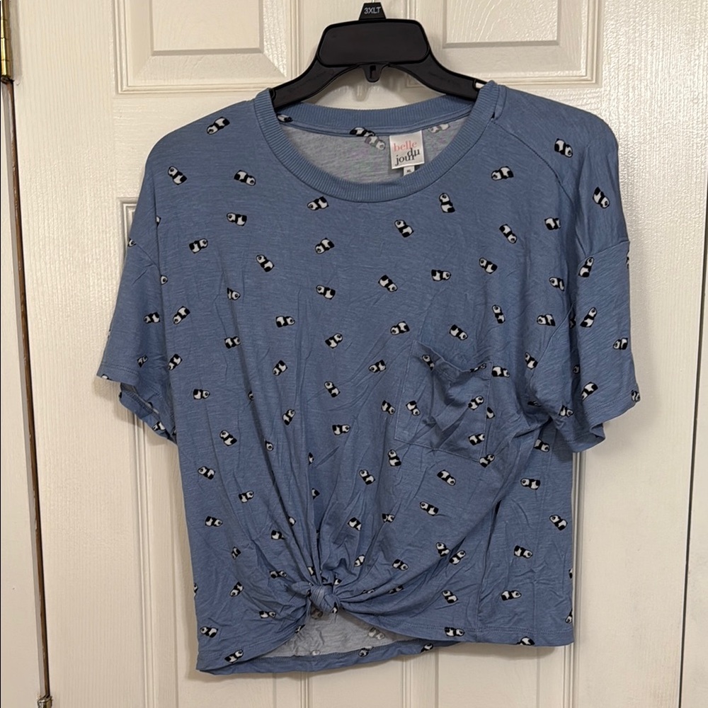 Blue Graphic Knot Front Top